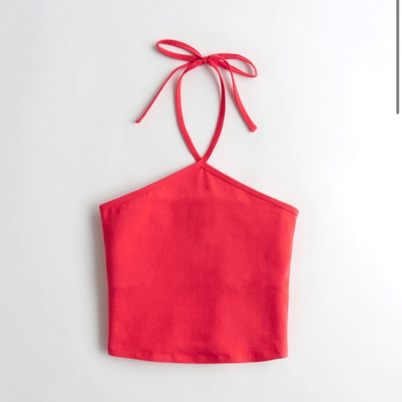 Hollister Pointed Neck Halter Top Medium Red - Picture 2 of 4